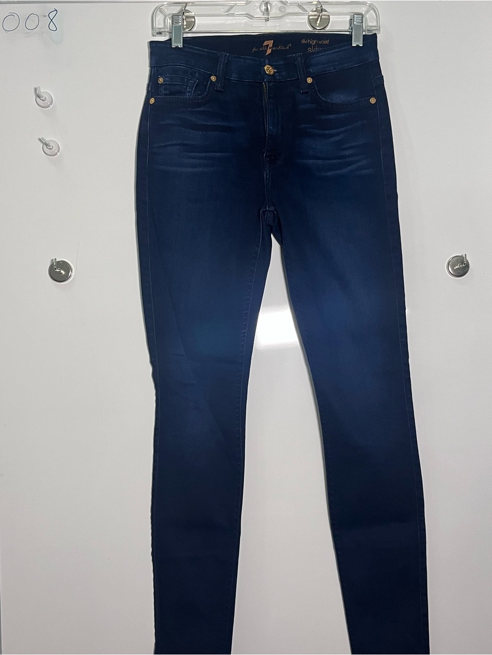 7 For All Mankind Navy Skinny High-Rise Jeans